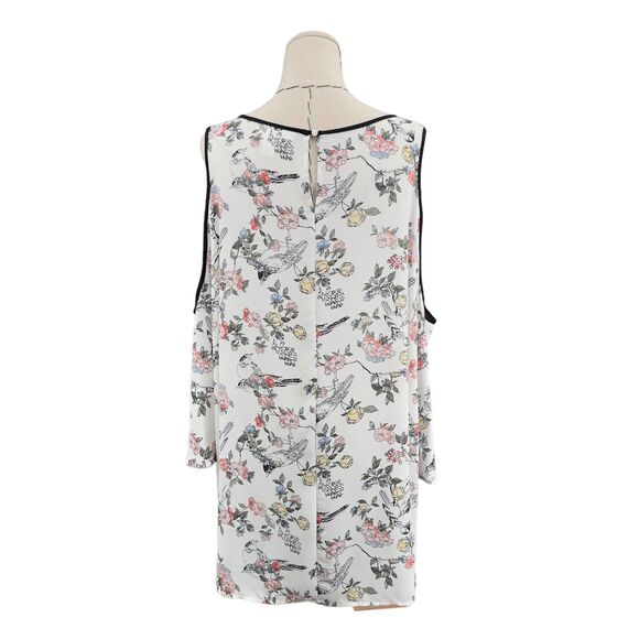 Motherhood Maternity Floral Cold Shoulder Tunic Black Piping Womens Size 1X - Picture 4 of 10